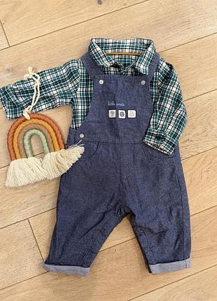 Джинсовый комбинезон и рубашка-боди