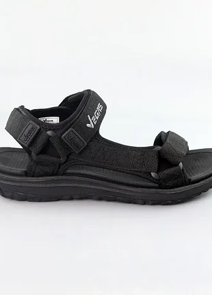 Чорні чоловічі літні комфортні текстильні сандалі на липучках з регульованими ремінцями,на літо