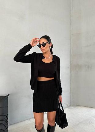 Костюм тройка топ кардиган юбка