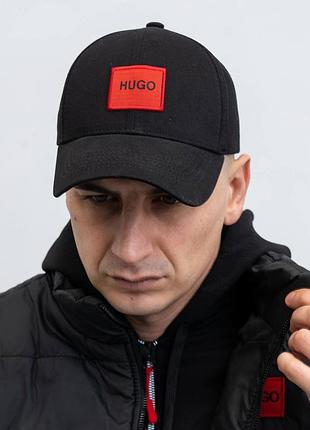 Кепка hugo черная топовое качество котон