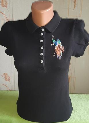 Модна футболка поло чорного кольору u.s. polo assn made in pakistan, блискавичне надсилання