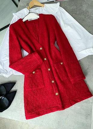 Короткое платье красное zara платье пиджак твидовое платье мини красное платье пиджак