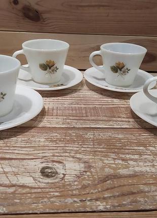 Винтажные чашки pyrex jaj с блюдцем набор