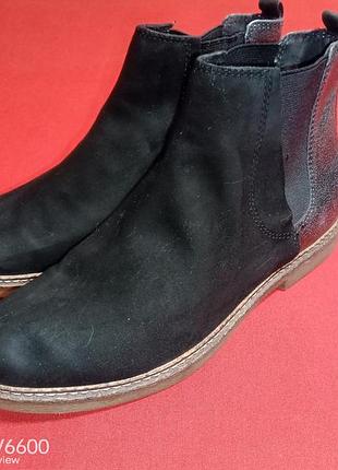 Женские ботинки, челси, бренд s.oliver, размер 38, натуральная кожа, замша, материал подкладки кожа,цвет черный,стан идеальный