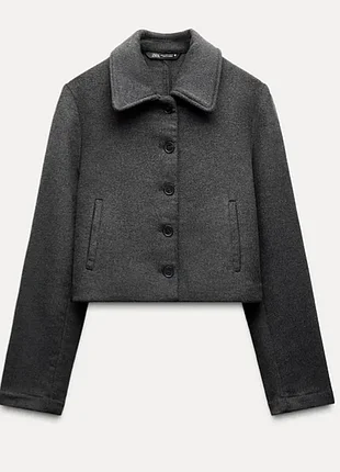 Серый жакет zara пиджак шерсть