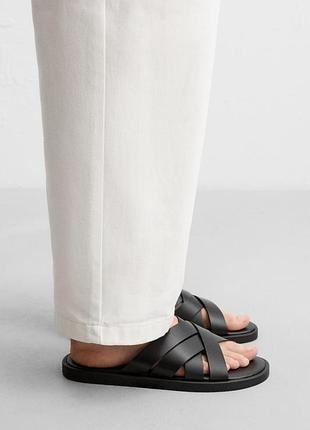 Сандалії зі шкіри з кількома ремінцями zara