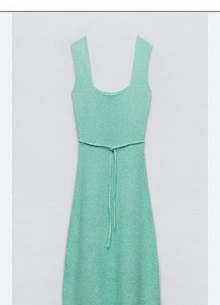Красивое бирюзовое платье миди женское zara s