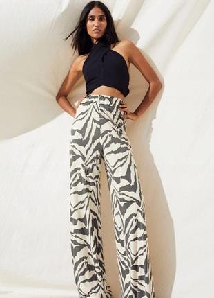 H&m эффектные брюки трендовый принт зебра 100 %вискоза