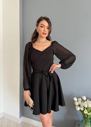 Женский костюм сарафан мини костюмка и рубашка шифон