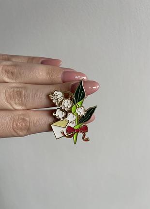 Пін значок металевий брошка лист з конваліями