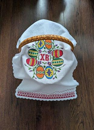 Рушник на великодній кошик пасхальний рушник пасха