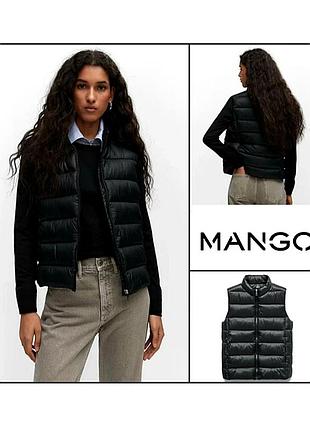 Водоотталкивающий весенний стеганый легкий утепленный жилет mango черный женский жилетка черная утепленная демисезонная весна пуффер