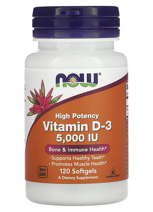 Now foods, високоефективний вітамін d3 д3 - 5000 мо, 120 капсул