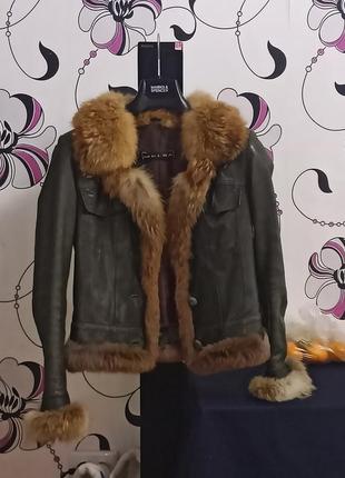 Кожаная куртка с натуральным мехом