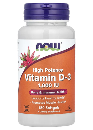 Now foods, високоефективний вітамін d3 д3 - 1000 мо, 180 капсул