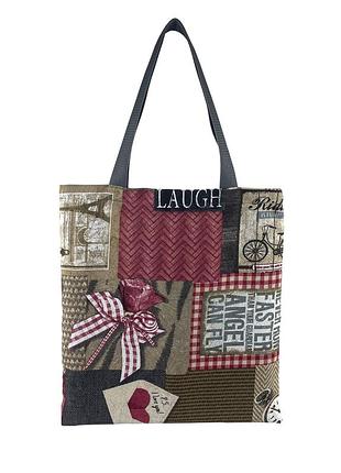 Жіночий шопер, текстильна сумочка на плече з принтом, сумка-шопер