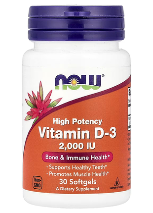 Now foods, вітамін d3, 2000 мо, 30 капсул