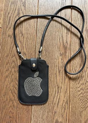 Чехол на телефон мини сумка apple с камушками