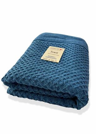 Полотенце банное lovely svi хлопок жаккардовое в подарочном пакете - 70 х 140 см diamond grid синий