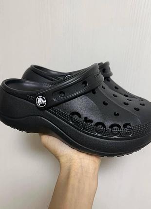Crocs baya platform black крокси на платформі чорні