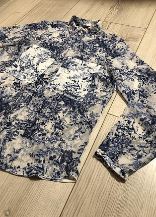 Рубашка zara basic с цветочным принтом и прозрачной тканью