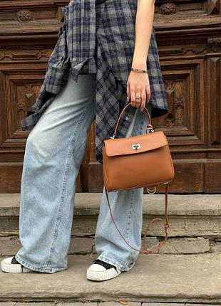 Красивая сумка для девушки на каждый день, коричневая, классическая модель, кожаная сумка минимализм