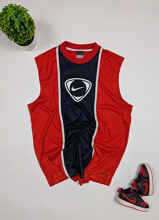 Nike dri-fit мужская спортивная оригинальная свободная майка с большим логом размер l