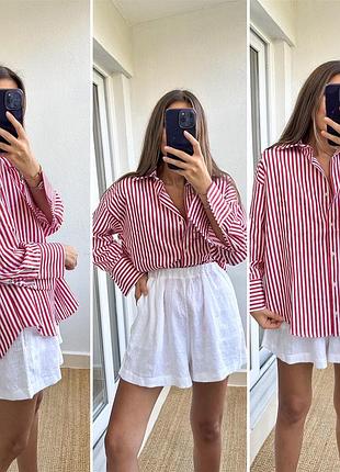Zara котонова оверсайз сорочка