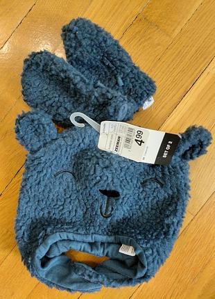 Шапочка и перчатки мишка, 6-12мес