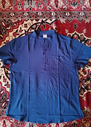 Новая тенниска льняная мужская xl темно-синий цвет летний лен