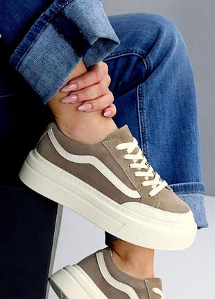 Беж песочные натуральные замш кеды утолщенная подошва.е размеры