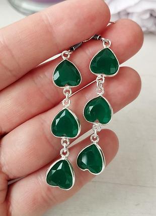 Смагард 💚💚💚 драгоценные серьги серебро