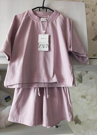 Костюм для девочки футболка шорты 128 134 см zara