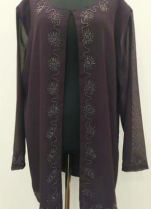 Кардиган з вишивкою бісером великий розмір