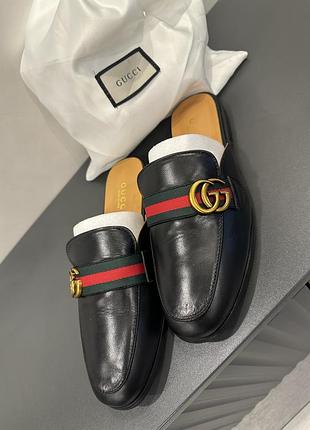 Женские кожаные черные мюли gucci