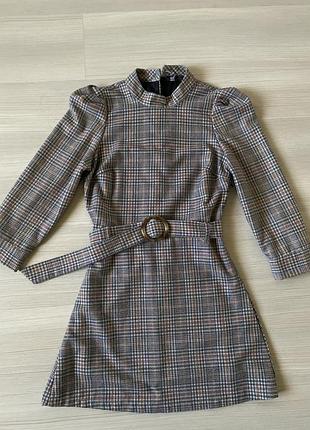 Платье мини в клетку zara