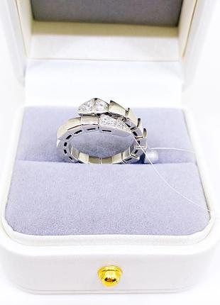 Кольцо колечко змея змейка со звеньями пружинит камни камень серебро 925 проба новое с биркой булгари bulgari