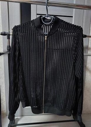Полупрозрачная женская кофта, джемпер черного цвета на замочке zara