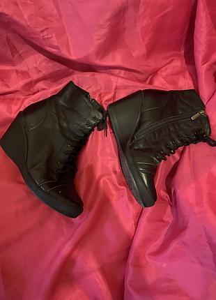 Ботинки ботинки кожа черные весна осень платформа