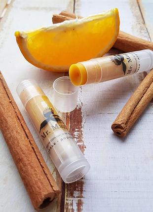 «заводной апельсин» натуральный бальзам для губ, с нуля. апельсин и корица. цитрусово...