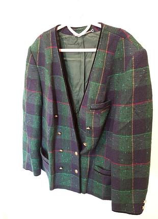 Вовняний картатий вінтажний  піджак жакет жіночий basler