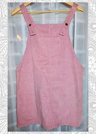 Новый вельветовый сарафан розовый boohoo, размер 14