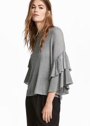 Оригінальна трикотажна блуза h&m вільного крою оверсайз з люрексом