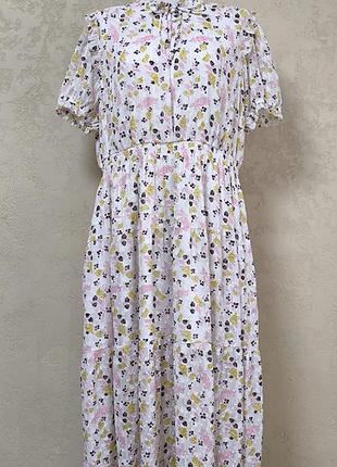 Сукня міді marks & spencer вільного крою з квітковим принтом