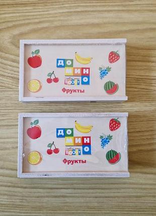 Домино фрукты и ягоды, игра детская настольная в деревянной коробке