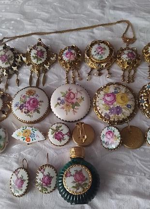 Винтажные серьги  фарфор 4