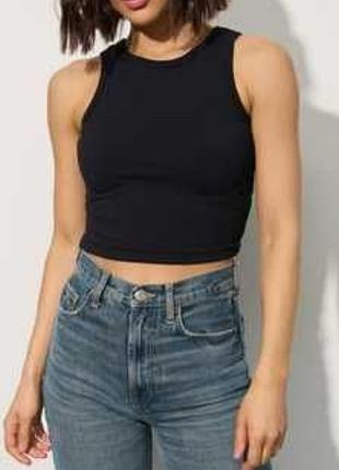 Чорна майка халтер топ рубчик asos