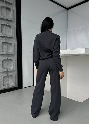 Весенний женский спортивный костюм двойка штаны палаццо + бомбер, брючный костюм из лакост...