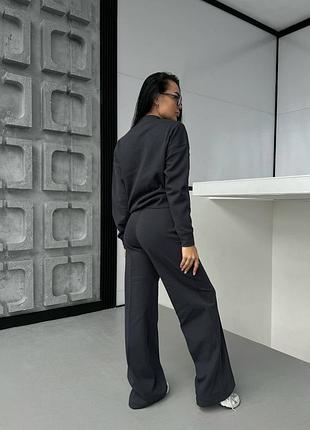 Весенний женский спортивный костюм двойка штаны палаццо + бомбер, брючный костюм из лакост...