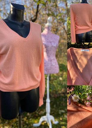 Фирменный стильный качественный натуральный кашемировый свитер джемпер